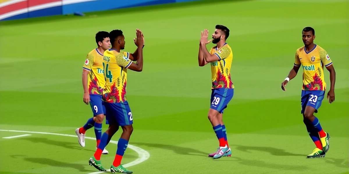 Kerala Blasters Pro - Goal Celebration with Kerala Traditions Kerala Blasters Pro screenshot showing a player celebration with traditional Kerala dance moves after scoring a goal